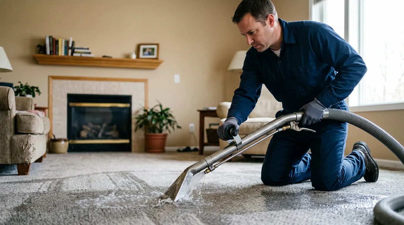Water damage restoration technician working near Calhoun, LA